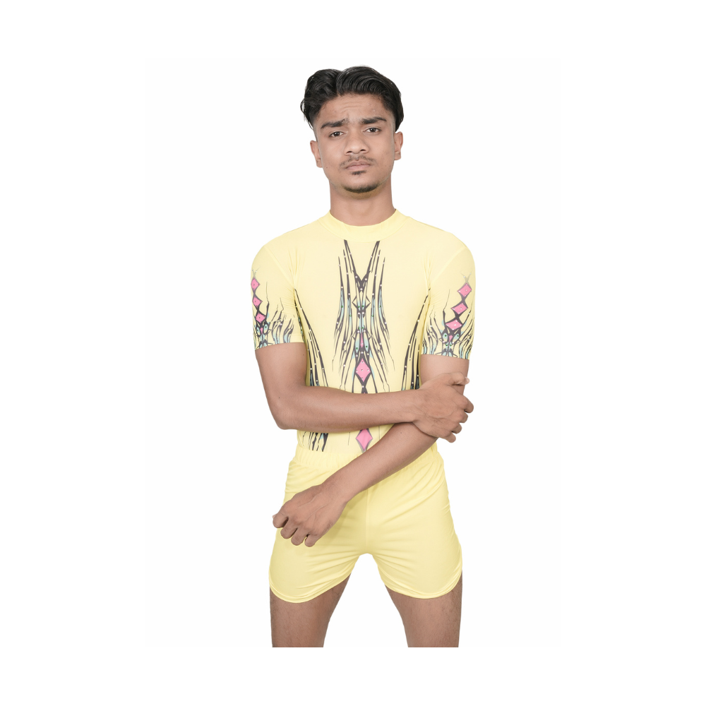 Neon Blaze Boys Leotard With Yellow Shorts