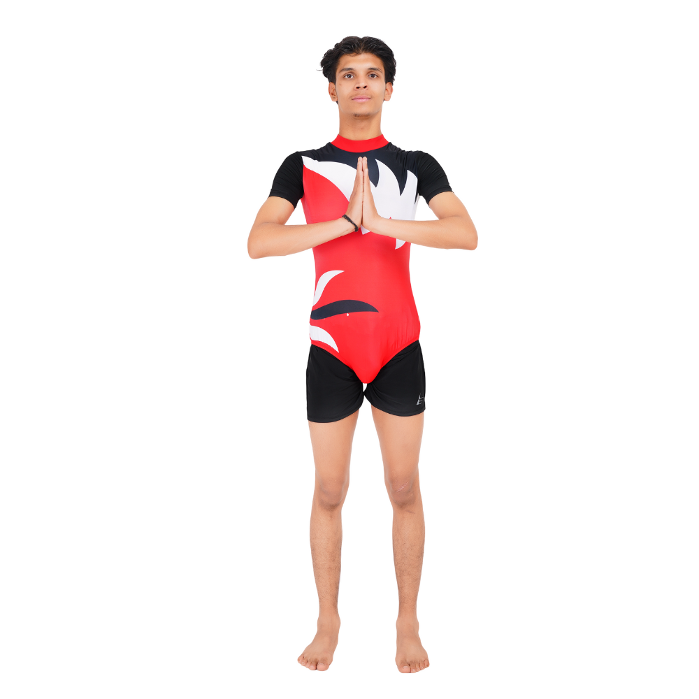 Printed Bloom Thread Leotard with Shorts for Artistic Gymnastics, Mallakhamb, Yoga & Aerial