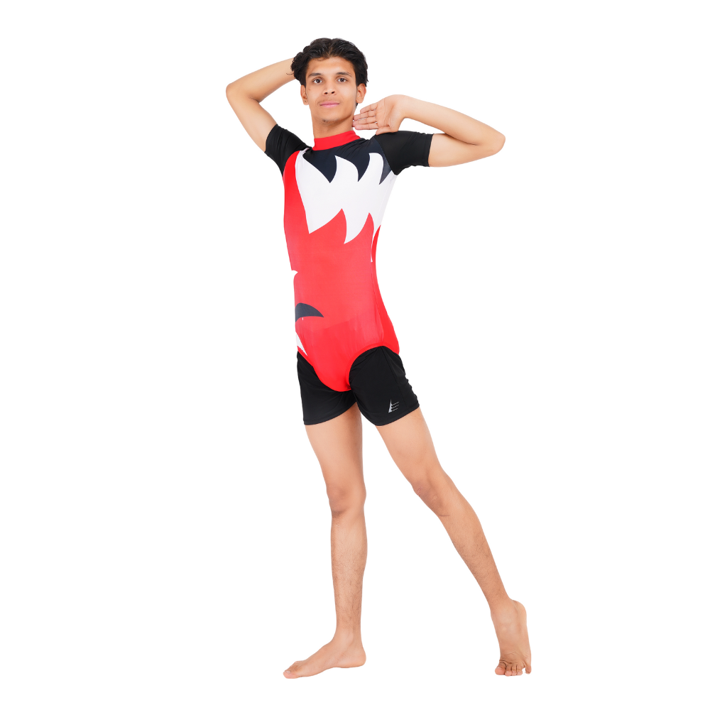 Printed Bloom Thread Leotard with Shorts for Artistic Gymnastics, Mallakhamb, Yoga & Aerial