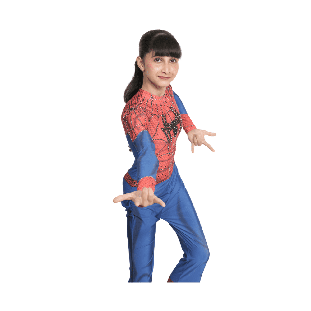 Web Of Power Unisex Red and Blue Flared Spider Theme Unitard