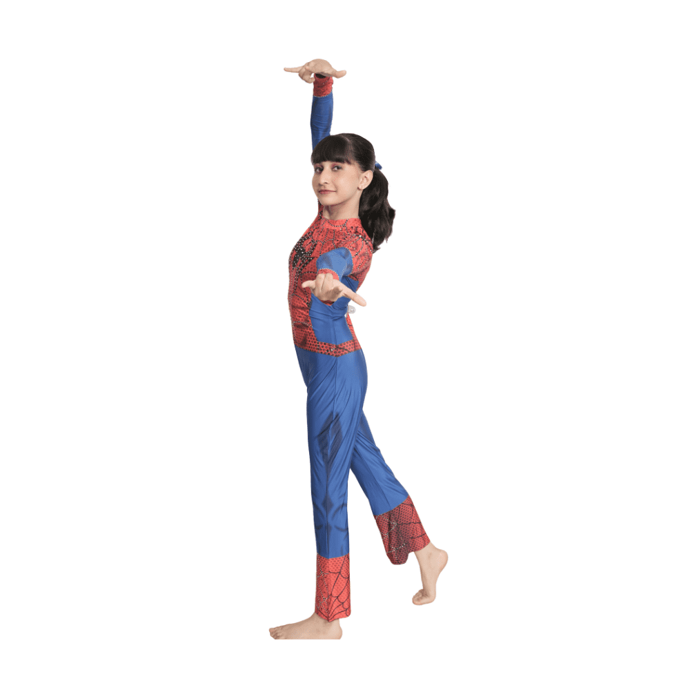 Web Of Power Unisex Red and Blue Flared Spider Theme Unitard