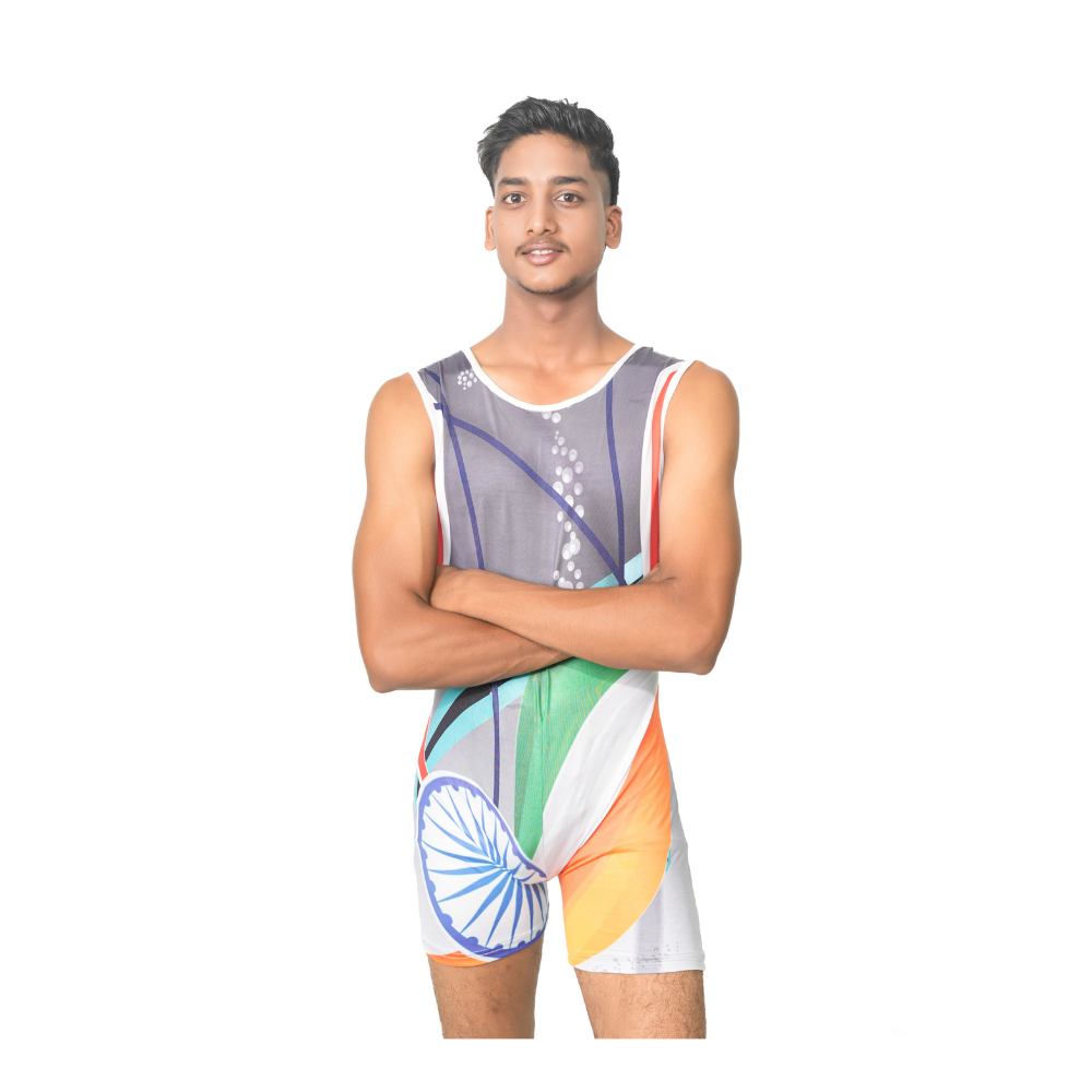 Printed Unite India Biketard for Yoga, Skating, Cycling & Patriotic Performance