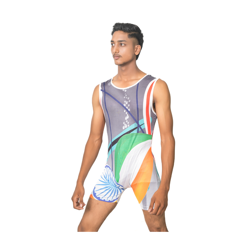 Printed Unite India Biketard for Yoga, Skating, Cycling & Patriotic Performance