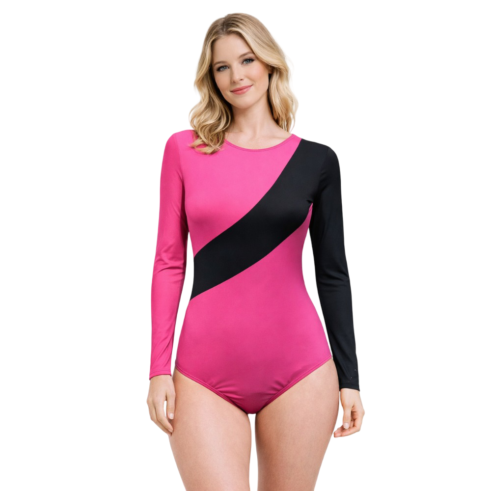 Artistic Gymnastics, Mallakhamb, Yoga, Aerial, Skating Black & Pink Bloom in Motion Leotard 
