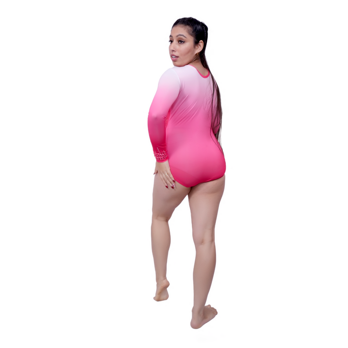 Hot Pink Fully Embellished Diamond Blush Washable Leotard For Artistic Gymnastics, Mllakhamb, Yoga, Aerial, Skating & Dance