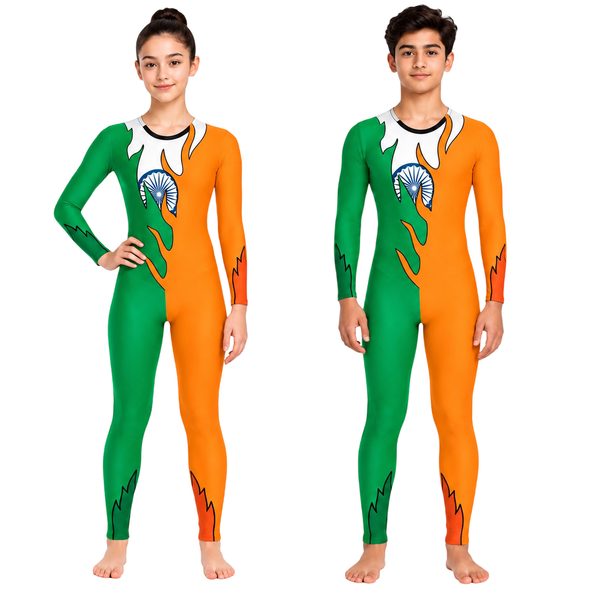 Love for India Full-Sleeve Unisex Unitard – Patriotic Performance Costume