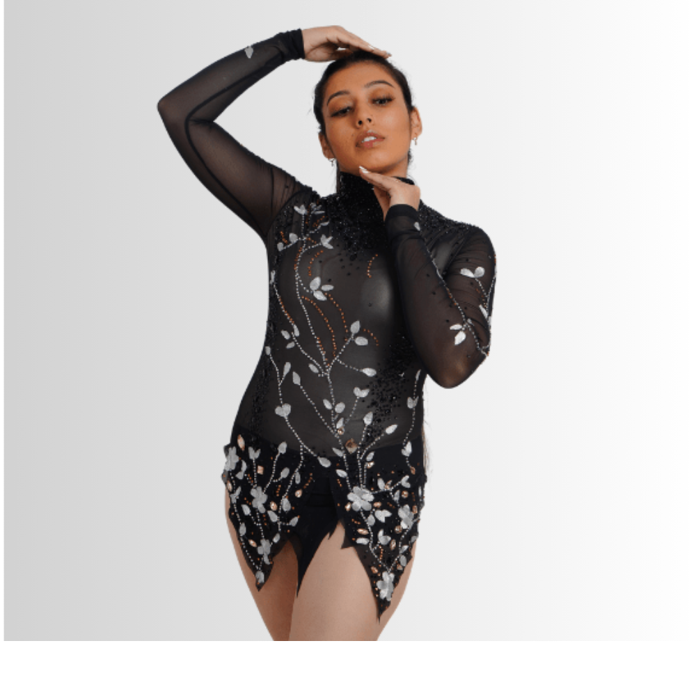 Exquisite Black Leotard for Rhythmic Gymnastics, Rhythmic Yoga, Aerial, Acro & Step Up Dance