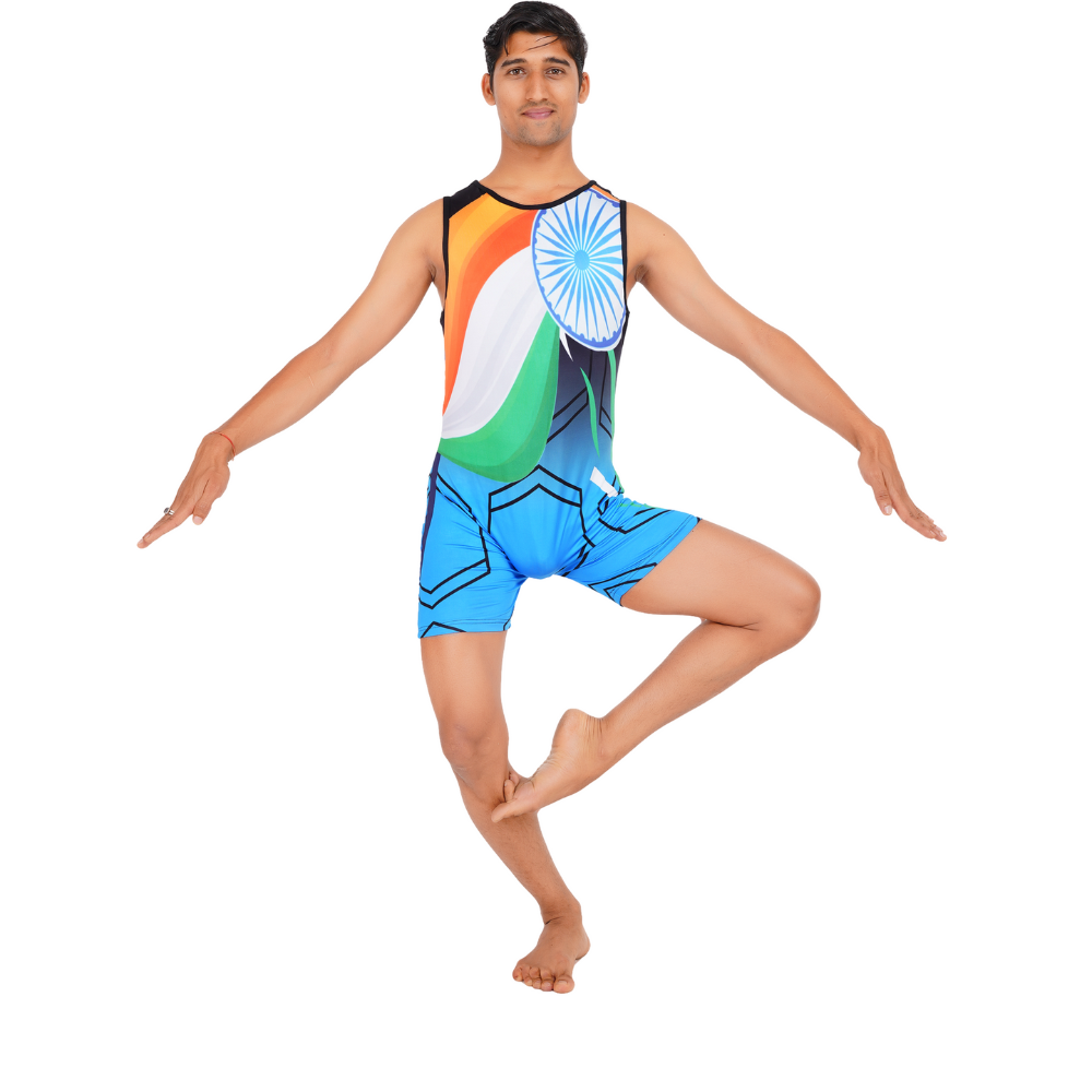 Unisex Patriot Pride Tricolor Print Biketard made for Yoga, Gymnastics, Trampoline Gymnastics  & Aerobics