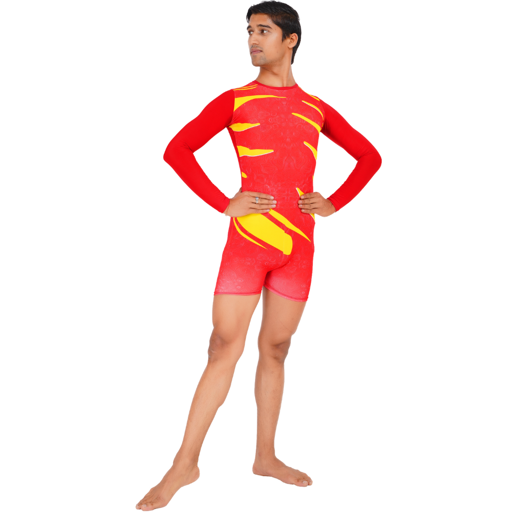 Sunrise Flame Activewear Biketard made for Yoga, Ice, Blade & Figure Skating, Acrobatics, Aerobics, & Cycling