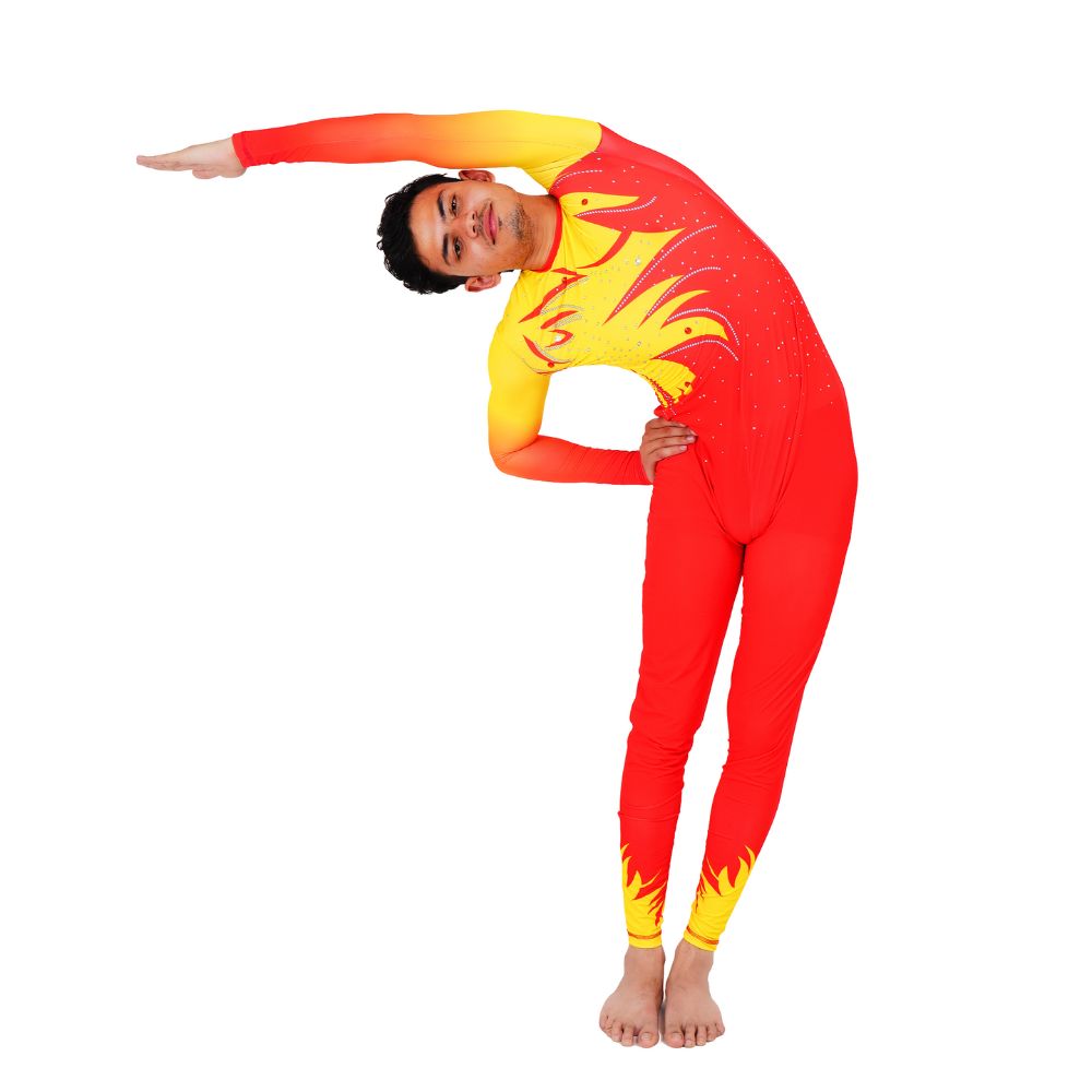 Fiery Vibrant Unisex Unitard/Bodysuit for Yoga, Aerial, Contortion & Figure Skating