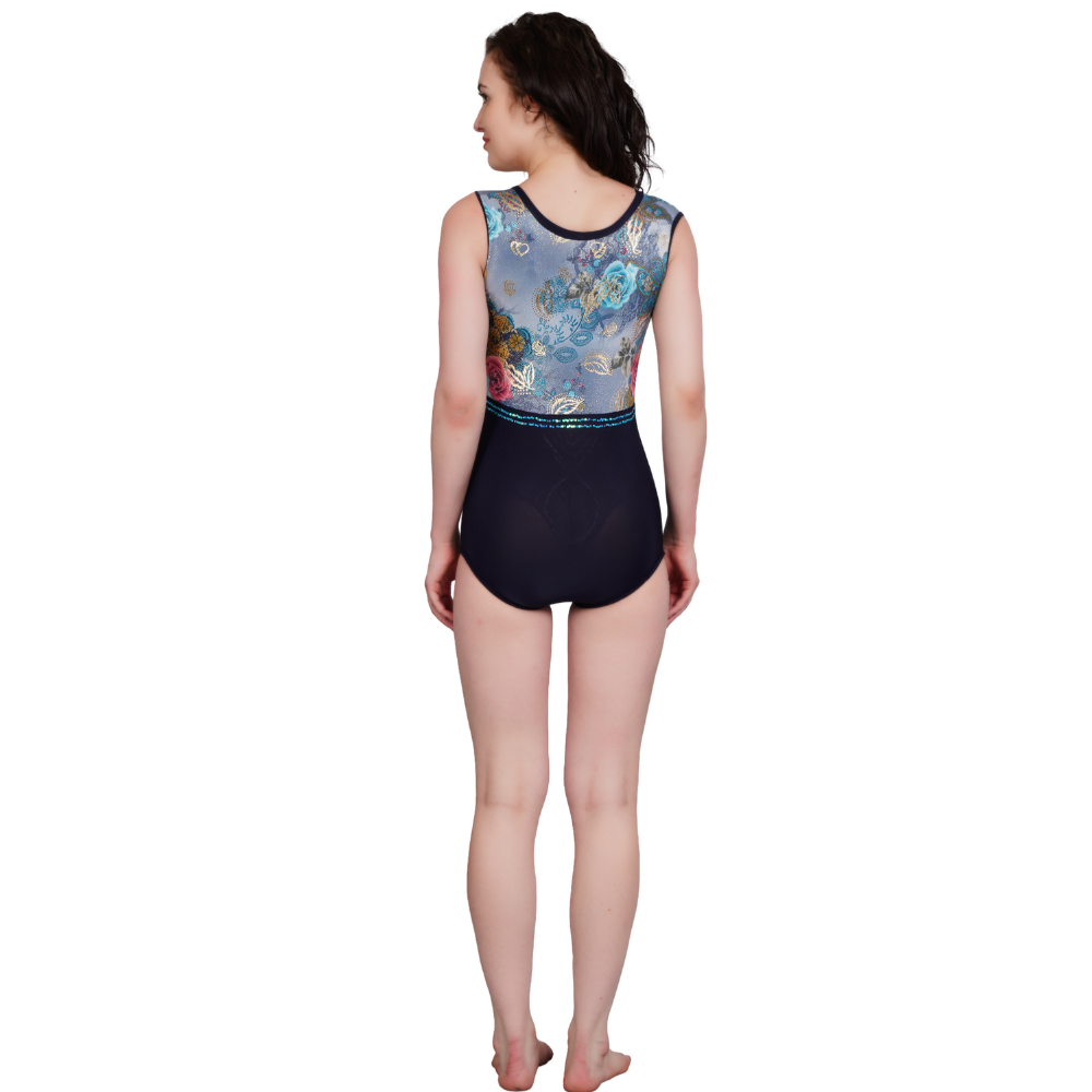 Imported Printed Shimmer Blossom Beauty Leotard for Artistic Gymnastics, Mllakhamb, Yoga, Aerial, Skating & Dance