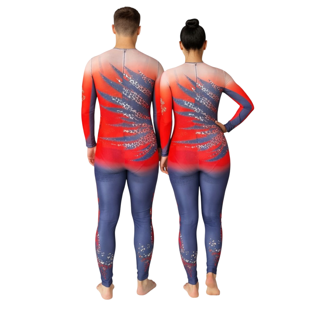 Trishuldhari Unisex Bodysuit/Unitard Designed for Yoga, Devotional Dance, Step up, Acro Dance, Aerial, Ice, Figure Blade Skating