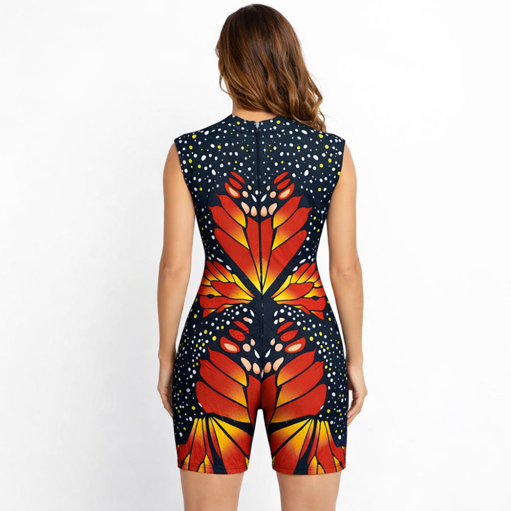 Multi Color Print Wing Strome Biketard for Step Up, Trampoline, Acrobatics, Aerobics and Dance