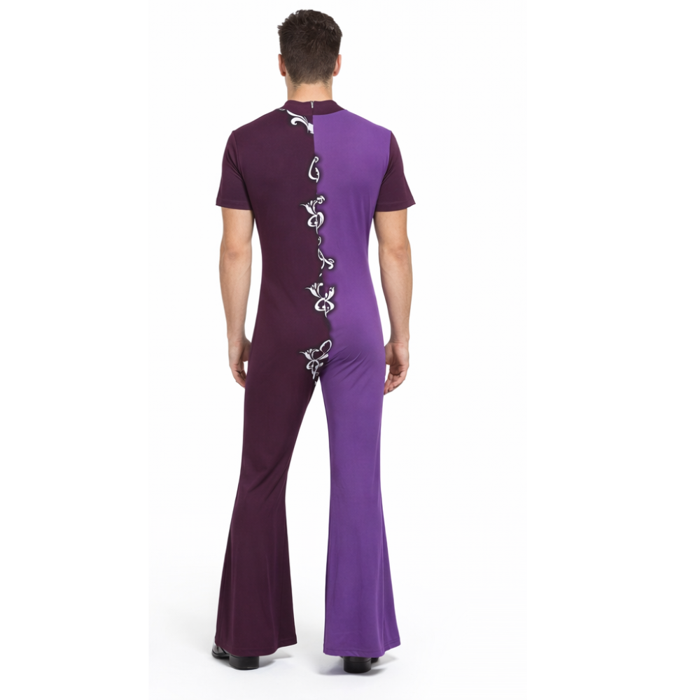 Regal Bloom Sublimation Printed Flared Unitard for Acrobatics, Aerobics, Zumba and Dance