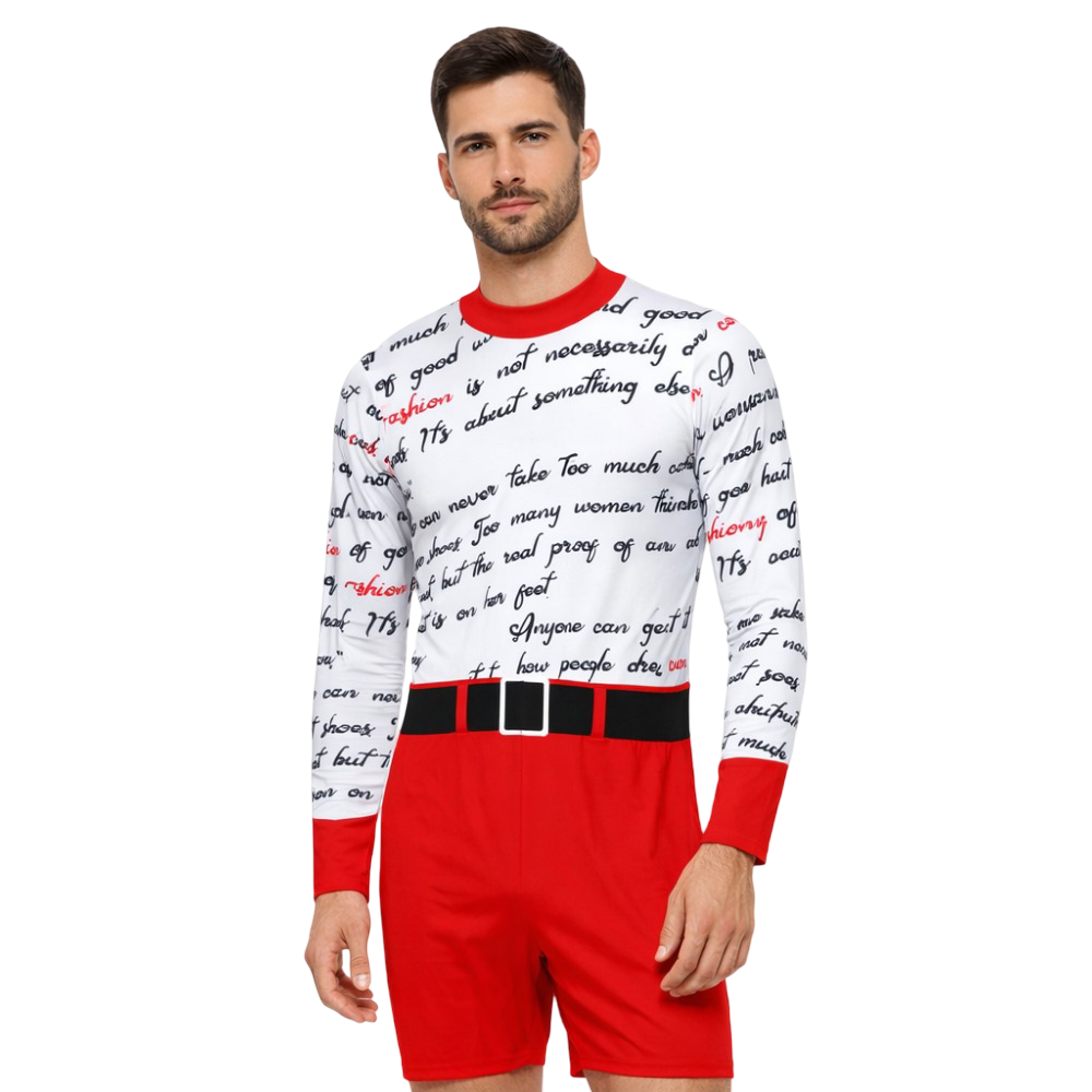 Competitive/Training Red Script Illusion Biketard For Acrobatics, Aerobics, Trampoline, Zumba , Yoga And Step Up