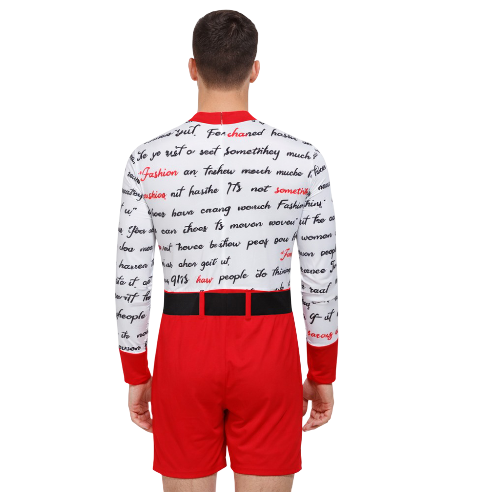 Competitive/Training Red Script Illusion Biketard For Acrobatics, Aerobics, Trampoline, Zumba , Yoga And Step Up