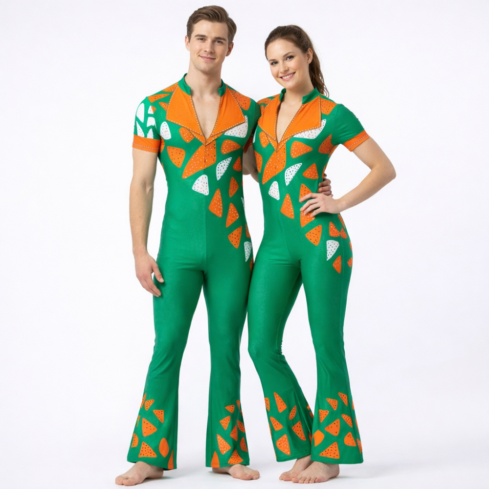 Men's Embellished Brick Storm Flared Unitard for Acrobatics, Aerobics, Step Up, Acro Dance, Ice And Figure Skating