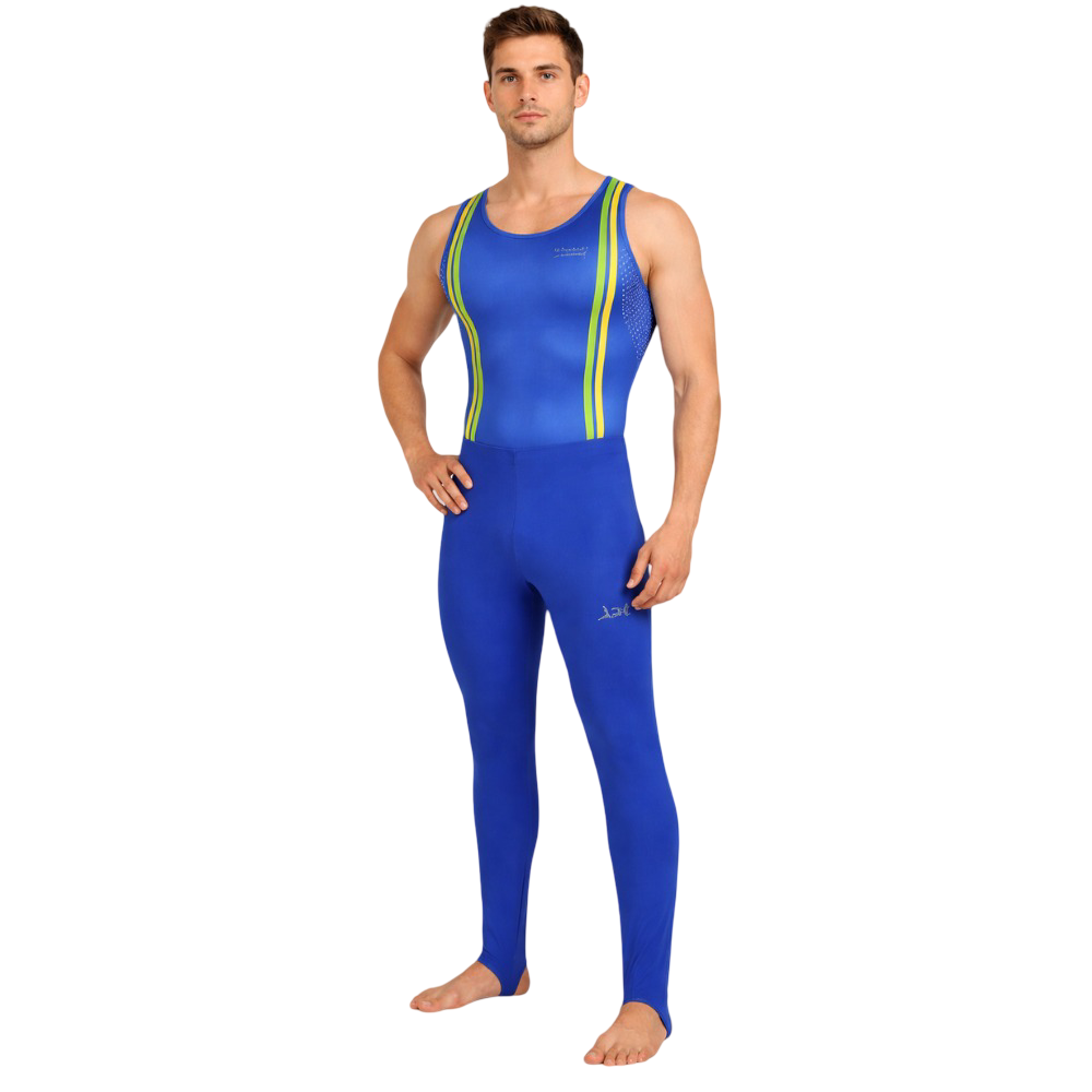 Men’s & Boys’ Printed Blue InvincibleCostume Set for Training and Competition, Ideal for Artistic Gymnastics, Artistic Yoga, and Mallakhamb