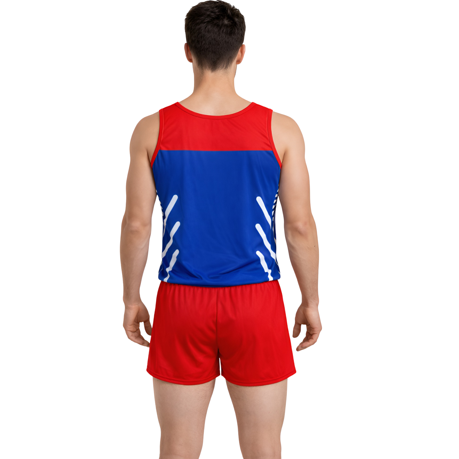 Men’s Printed Red Fear Fighter Costume Set for Training and Competition, Ideal for Artistic Gymnastics, Artistic Yoga, and Mallakhamb