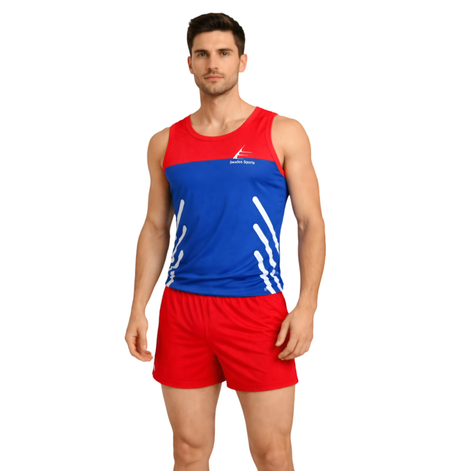 Men’s Printed Red Fear Fighter Costume Set for Training and Competition, Ideal for Artistic Gymnastics, Artistic Yoga, and Mallakhamb