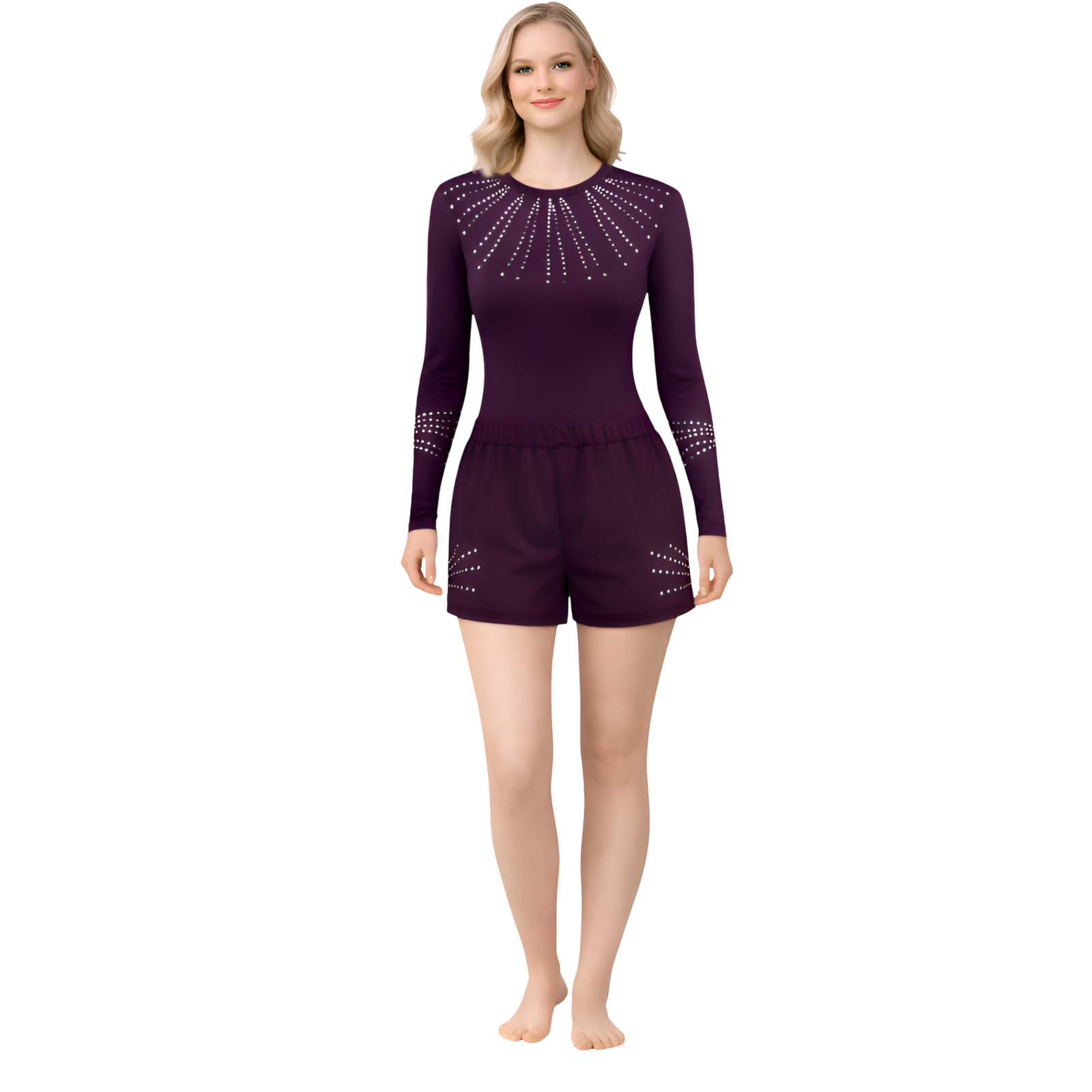 Wine Color Blessed One Gymnastics Leotard with Shorts for Girls