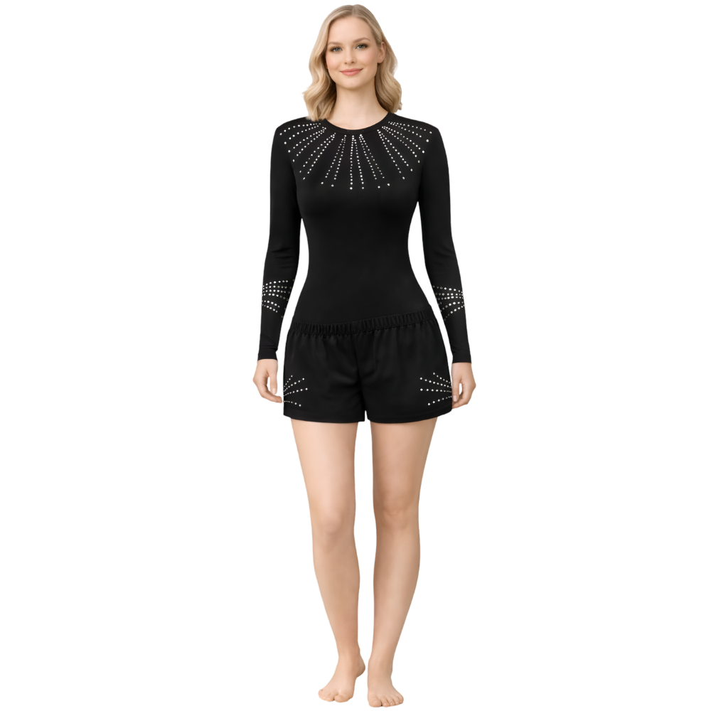 Chosen One Black Gymnastics Leotard with Shorts for Girls, Designed for Performance and Comfort