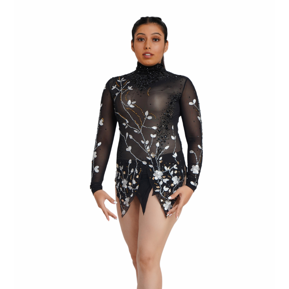 Exquisite Black Leotard for Rhythmic Gymnastics, Rhythmic Yoga, Aerial, Acro & Step Up Dance