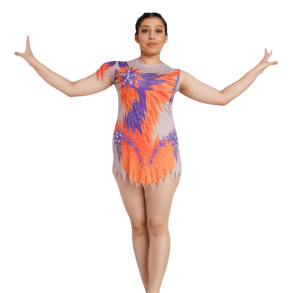 Competitive Adorned Graceful Leotard made for Rhythmic Gymnastics, Yoga, Aerial, Ice, Figure, Blade & Roller Skating