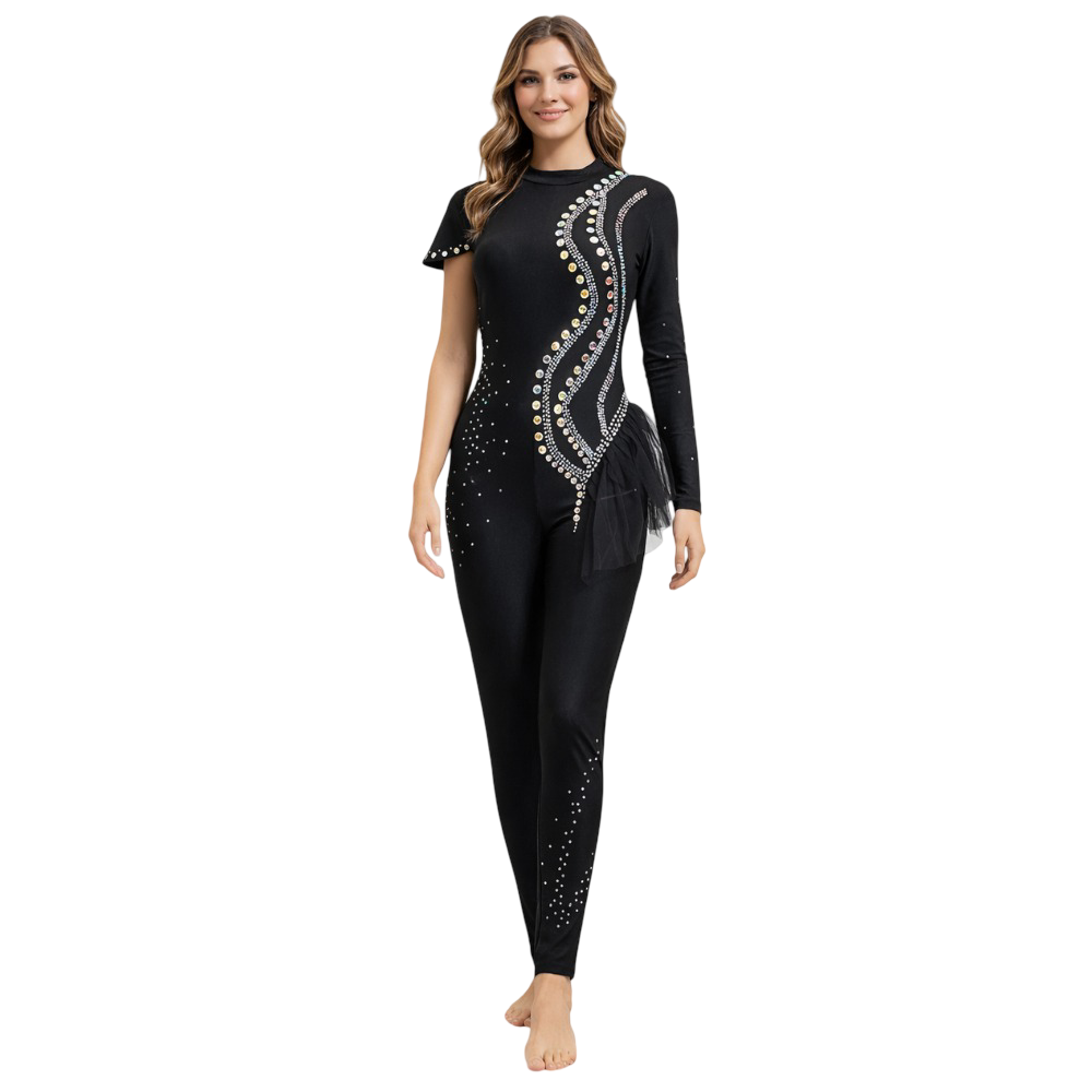 Exclusive Dazzling Luxe Unitard for Rhythmic Gymnastics, Yoga, Acrobatics, Aerobics, Ice Skating &  Dance