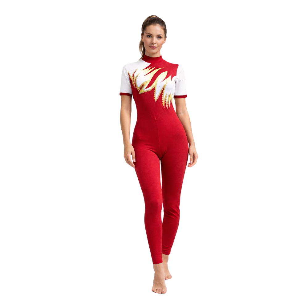 Unisex Solar Blaze Unitard/One Piece Costume created for Yoga, Devotional Dance, Aerial, Acrobatics & Zumba