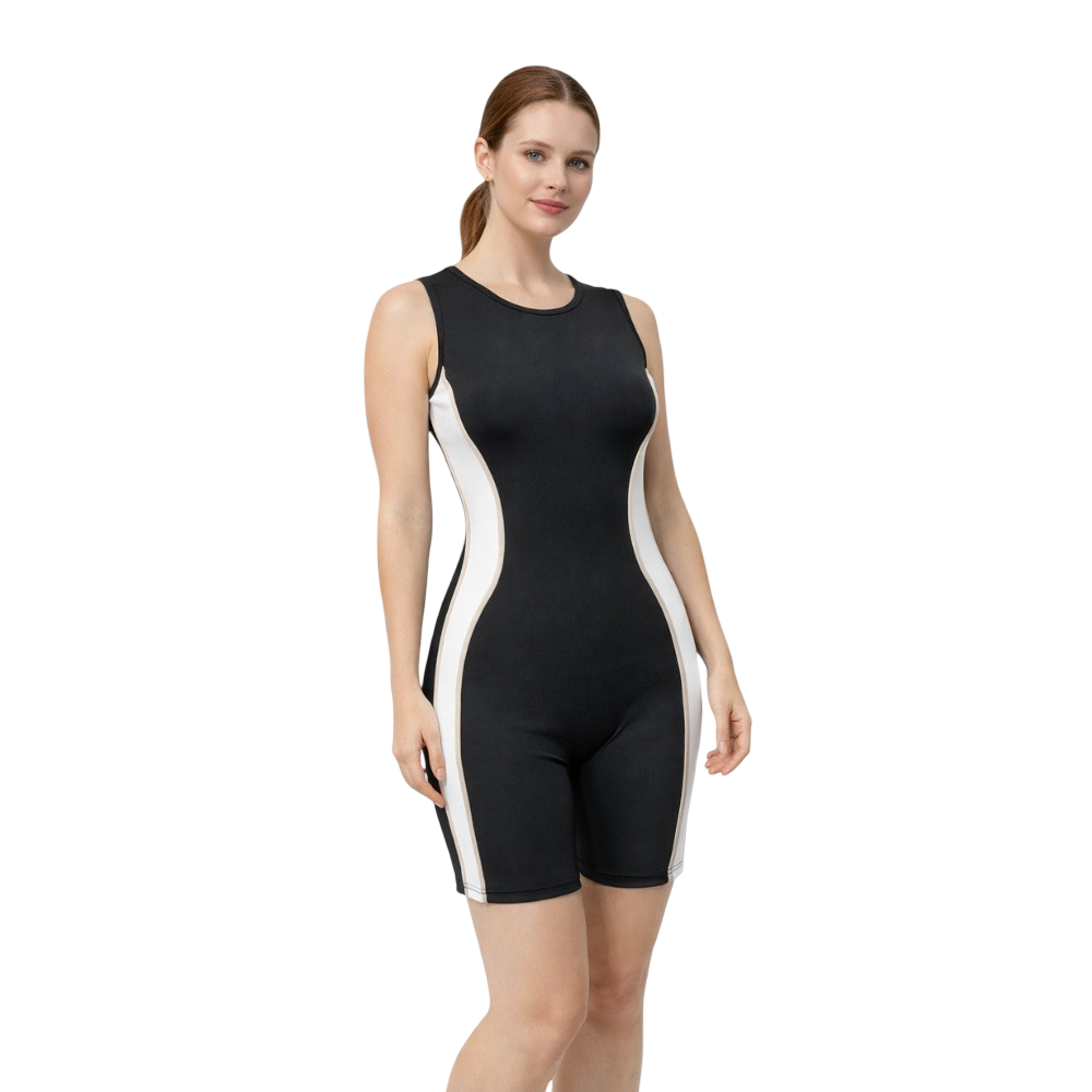 Black & White Fortune Play Unisex Biketard designed for Yoga, Acrobatics, Aerobics, Cycling, Skating, Gymnastics & Physical Activities