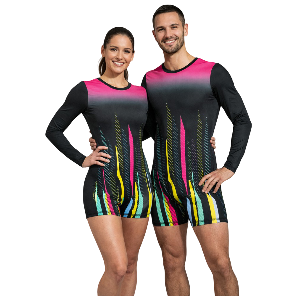 Cosmic Lines Unisex Biketard designed for Yoga, Acrobatics, Aerobics, Trampoline Gymnastics & Skating