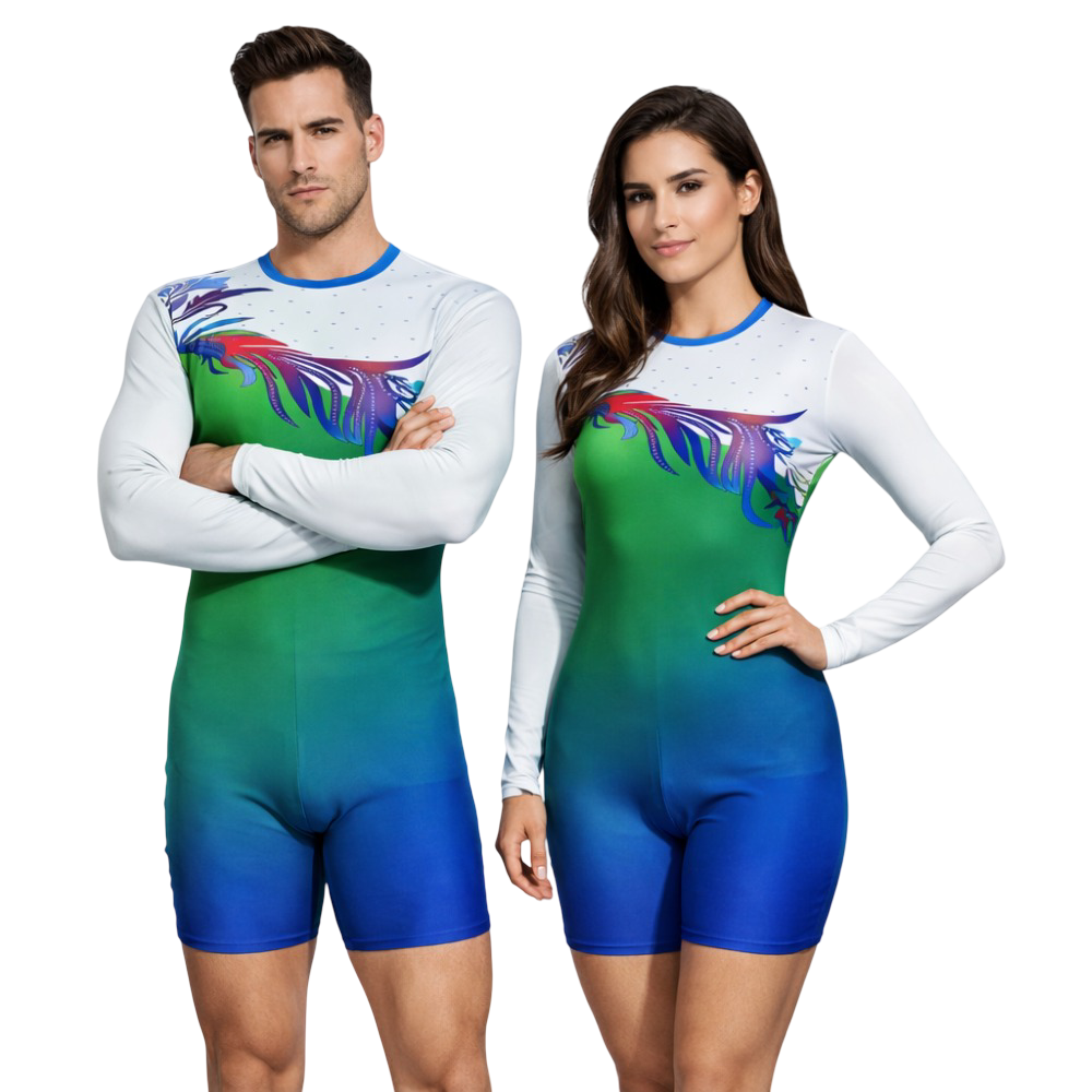 Unisex Feather Flow Biketard for Artistic Yoga, Skating, Cycling, Acrobatics, Aerobics & Circus