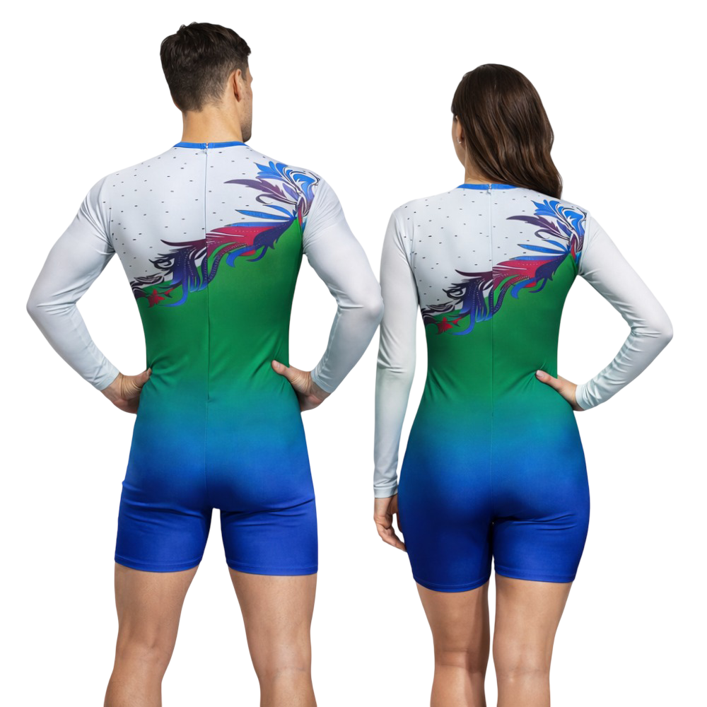 Unisex Feather Flow Biketard for Artistic Yoga, Skating, Cycling, Acrobatics, Aerobics & Circus