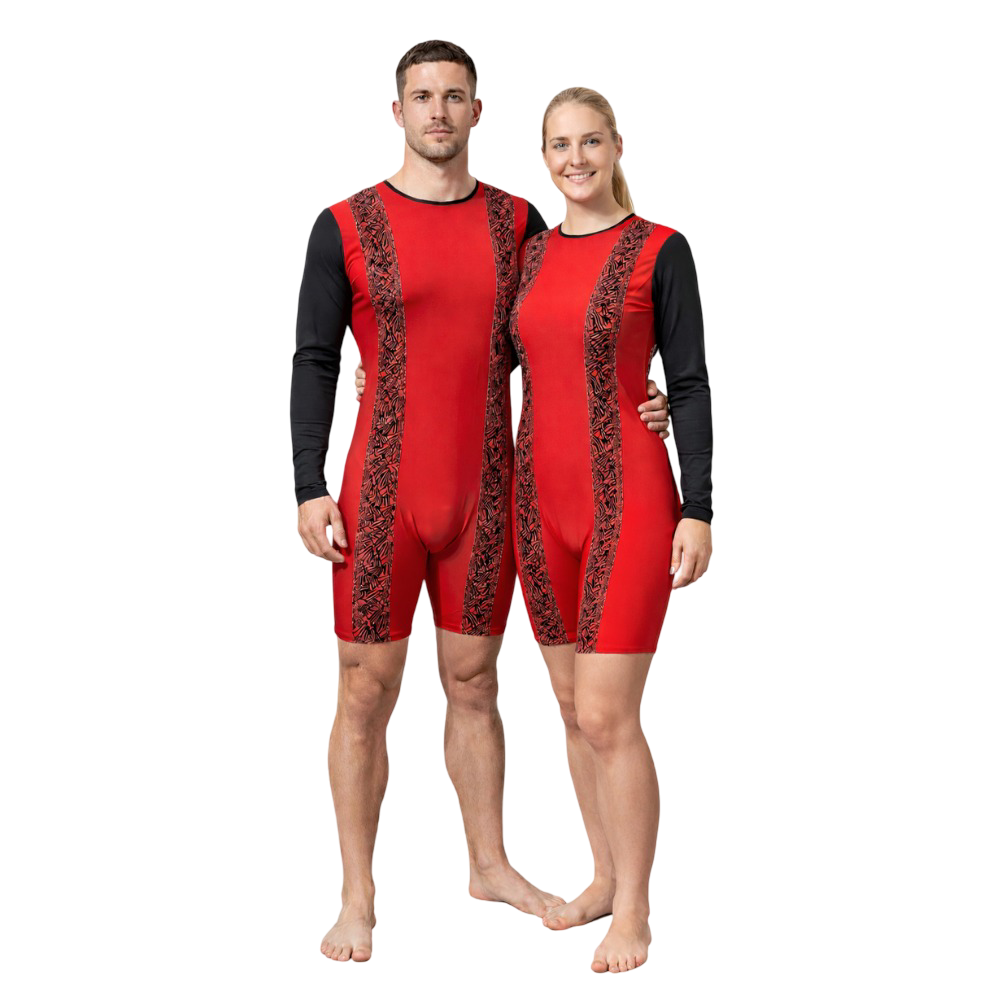 Unisex Fiery Fusion Biketard tailored for Yoga, Skating, Zumba, Aerobics, Cycling, & Other Physical Activity