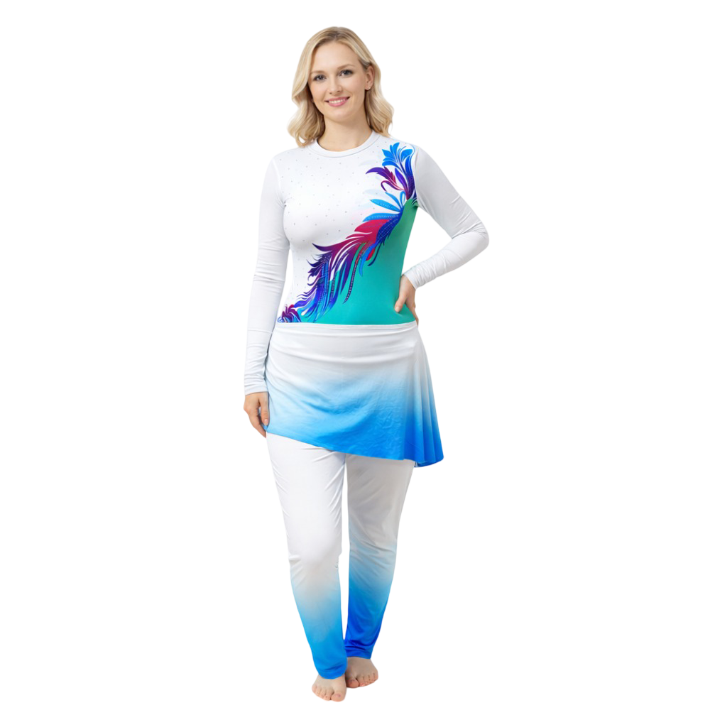 Bloom Vine Elegance Leotard with Leggings for Rhythmic Yoga, Dance, Roller Skating & Acro Dance