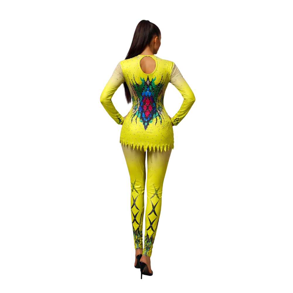 Sunfire Swirl Full Sleeves, Rhythmic Yoga Leotard, Legging Set