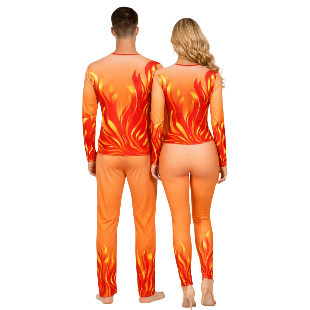 unisex Blazing Flame Leotard Legging Set designed for Pilates, Yoga, Zumba & Any Other Physical Acrtivity