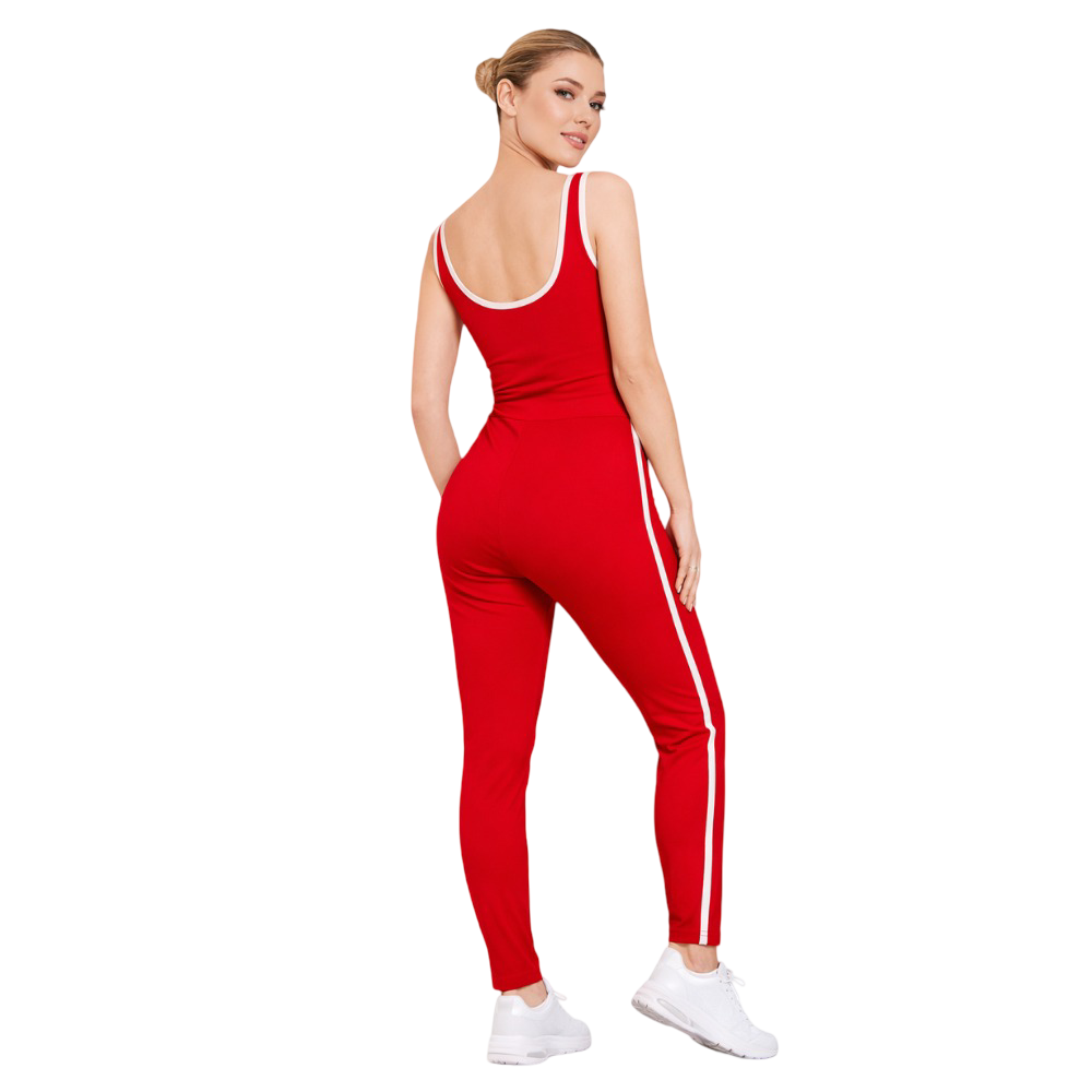 Red Velvet Sleeveless Leotard with Leggings for Yoga, Cry Wheel, Aerobics, Acrobatics, & Other Physical Workout