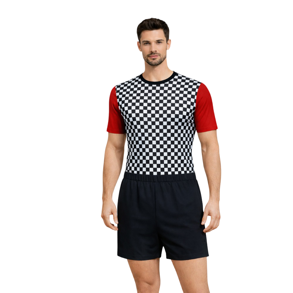 Black & White Check Print Aerobics & Acro Dance Leotard Set
