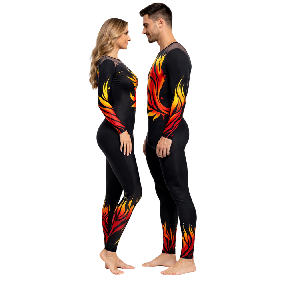 Unisex Fiery Flavor Unitard for Yoga, Ice Skating & Aerial Silk Performance