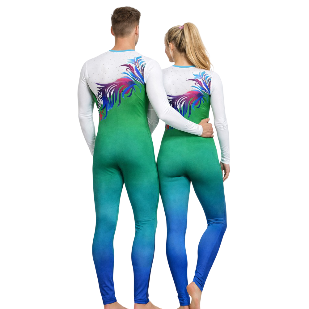 Feather Love Unisex Ombre Unitard/Bodysuit for Yoga, Aerial, Figure Skating & Dance