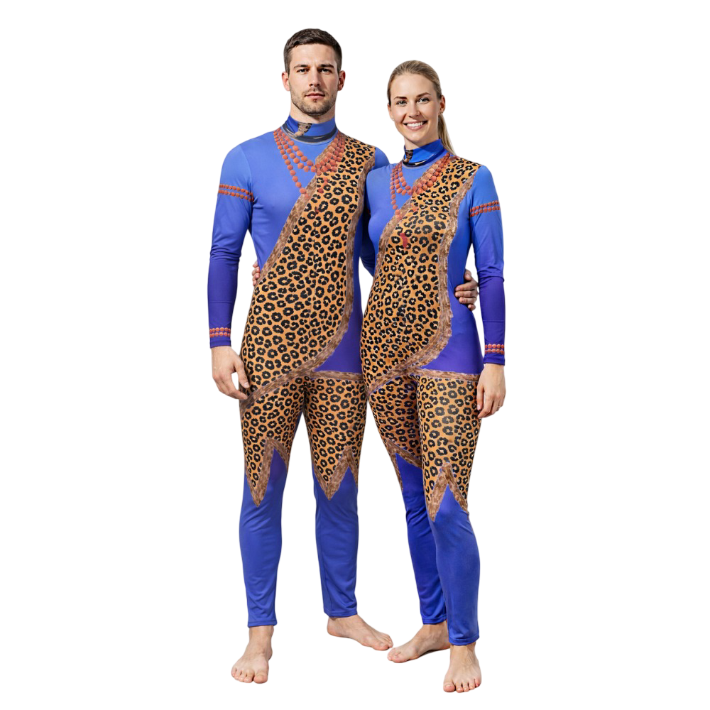 Blue Leopard Shiva Theme Full-Body Unisex Jumpsuit/Unitard/Bodysuit
