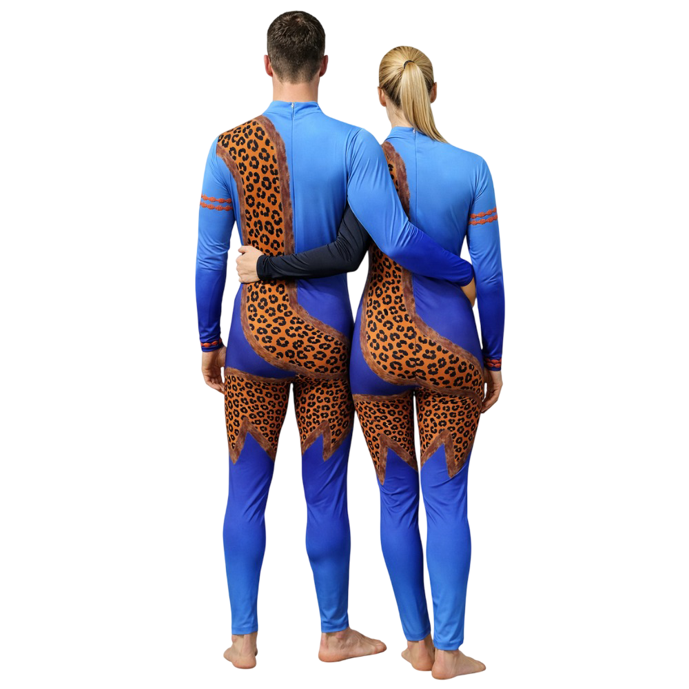 Blue Leopard Shiva Theme Full-Body Unisex Jumpsuit/Unitard/Bodysuit