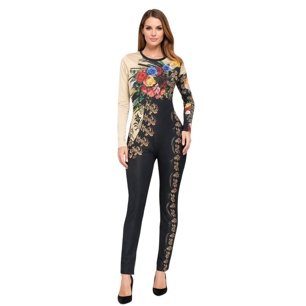 Floral Grace Unitard/Bodysuit for Zumba, Rhythmic Gymnastics, Yoga, Aerial & Step up