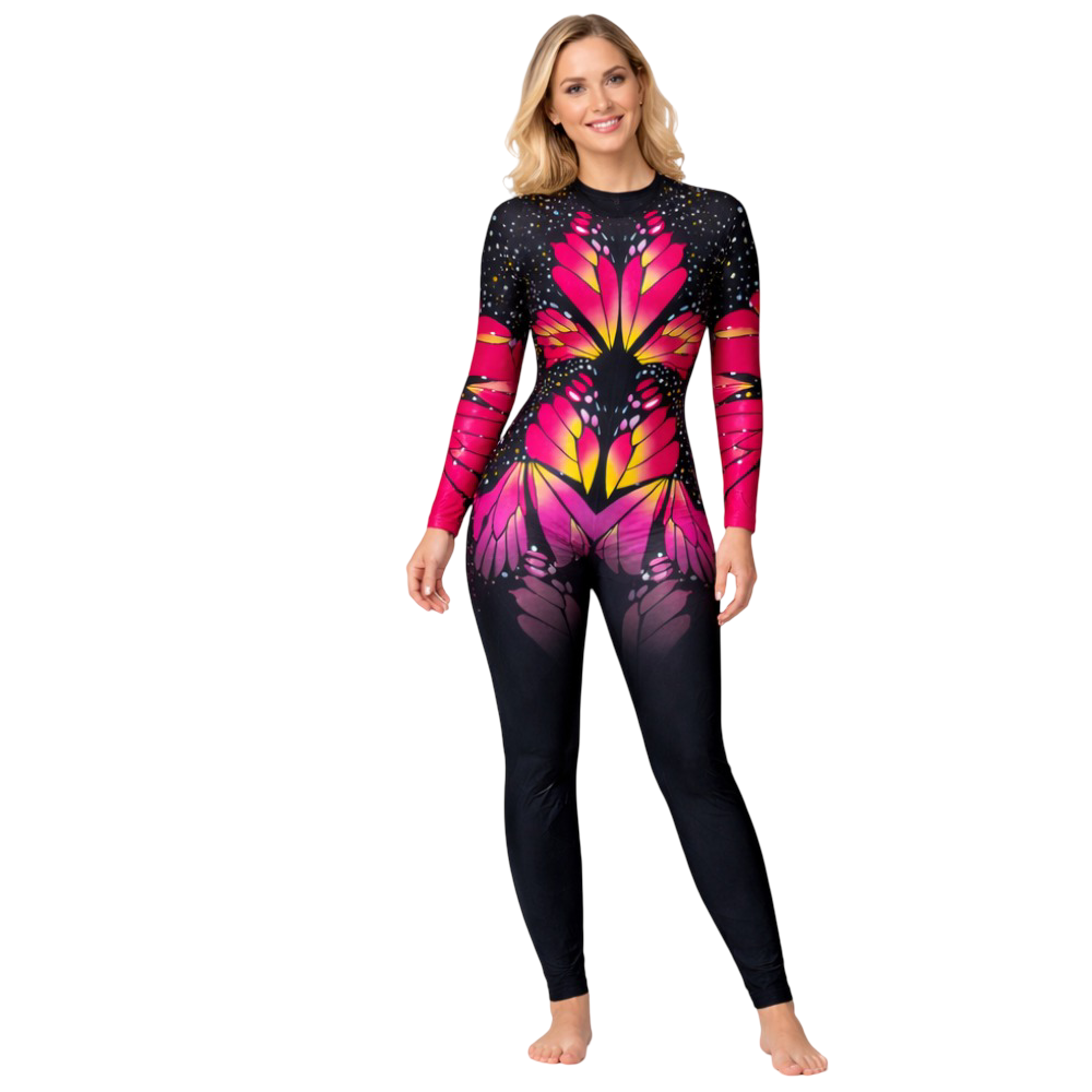 Printed Wings of Gratitude Unitard/Bodysuit/Jumpsuit for Yoga, Dance, Acrobatics, Step Up, Acro Dance, Roller & Ice Skating