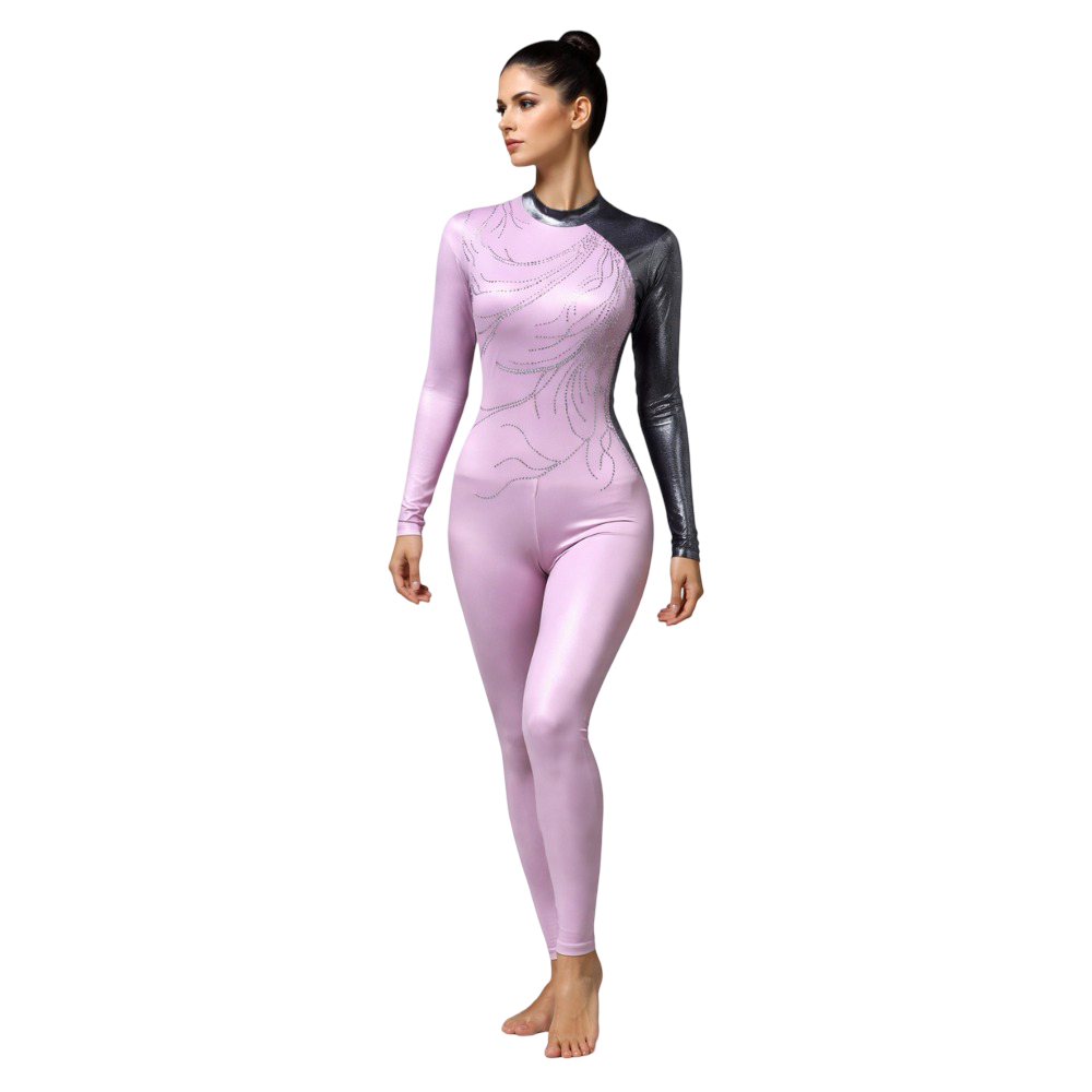 Pink Branch Imported Shimmer Unitard/Bodysuit