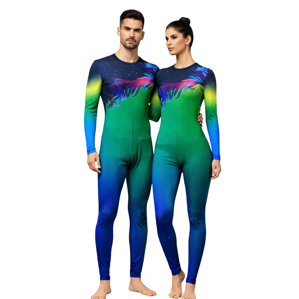 Azure Fusion Unitard/Bodysuit/Jumpsuit created for Yoga, Acrobatics, Aerial, Zumba, Aerobics & Gym Workout