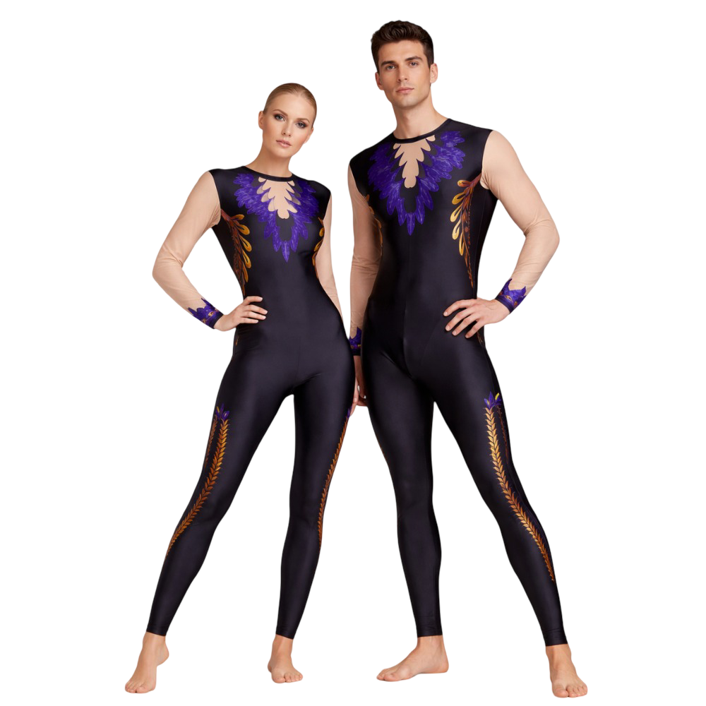 Unisex Black Bliss Unitard/Bodysuit  crafted for Yoga, Aerial, Acro Dance & Step Up