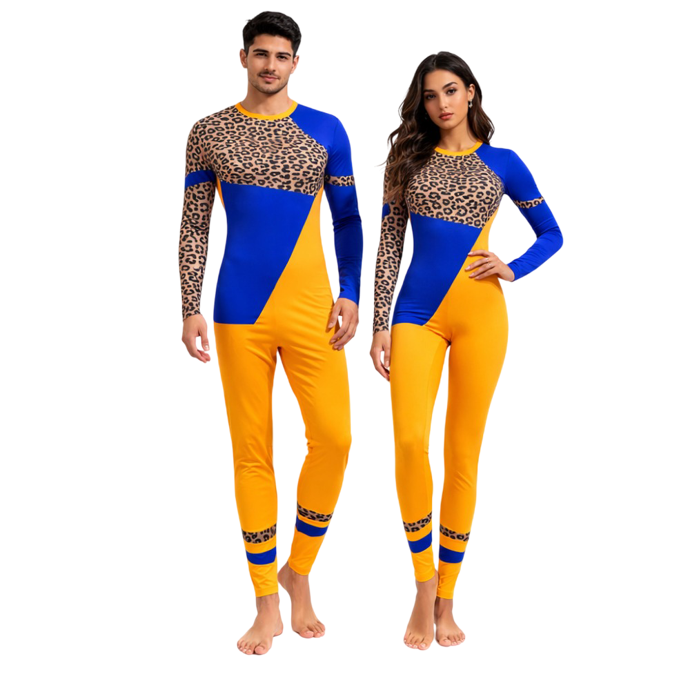 Vibrant Leopard Texture Unitard/Bodysuit made for Yoga, Free Style Dance, Acro Dance, Aerial & Zumba